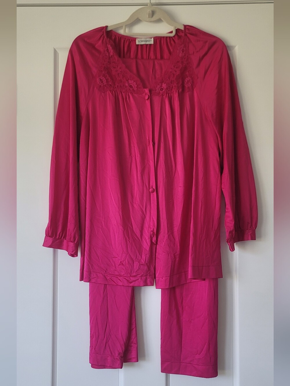 Lorraine Hot Pink Two-Piece Pajama Set - Long Sleeve Top & Pants